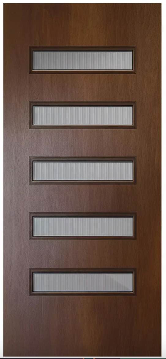 Fiberglass Exterior Door with Slim Horizontal Glass Panels, Oak Wood Grain Texture (35 3/4" W x 80"H)