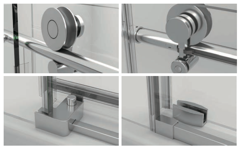 Bahamas Frameless Shower Door Big Roller 3/8" Soft Close (56.6" to 59" Wide x 78 3/4" Tall)