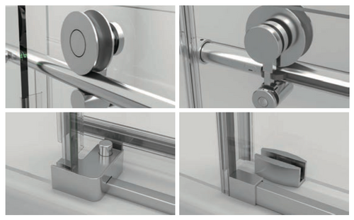 Bahamas Frameless Shower Door Big Roller 3/8" Soft Close (56.6" to 59" Wide x 78 3/4" Tall)